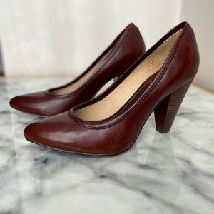 Frye Heels 8 M Regina Pump Brown Heel Block Leath